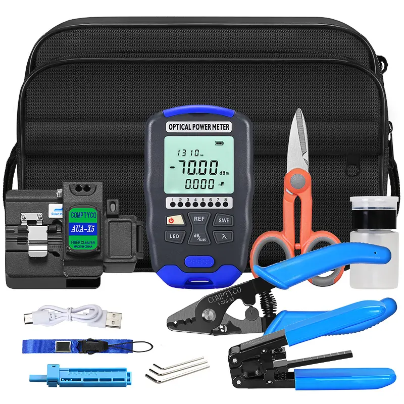 COMPTYCO Fiber Optic Hot Melt Tool Kit AUA-X5 Cutting Machine Optical Power Red Light Integrated Machine Rechargeable
