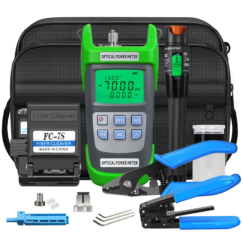 COMPTYCO FTTH Fiber Optic Cold Splicing Kit with Fiber Optic Power Meter Visual Fault Locator Fiber Cutting Kit