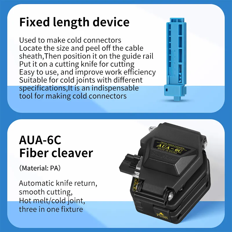 Factory Price FTTH AUA-6C Fiber Cleaver Optical Power Meter Visual Fault Locator OPM 15mw VFL kit de fibra Fiber Tool kit
