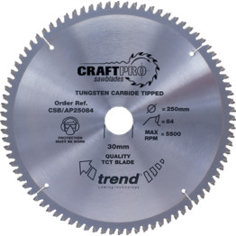 TCT CraftPro Sawblades for Fine Finish in Aluminium, Plastic and Worktops